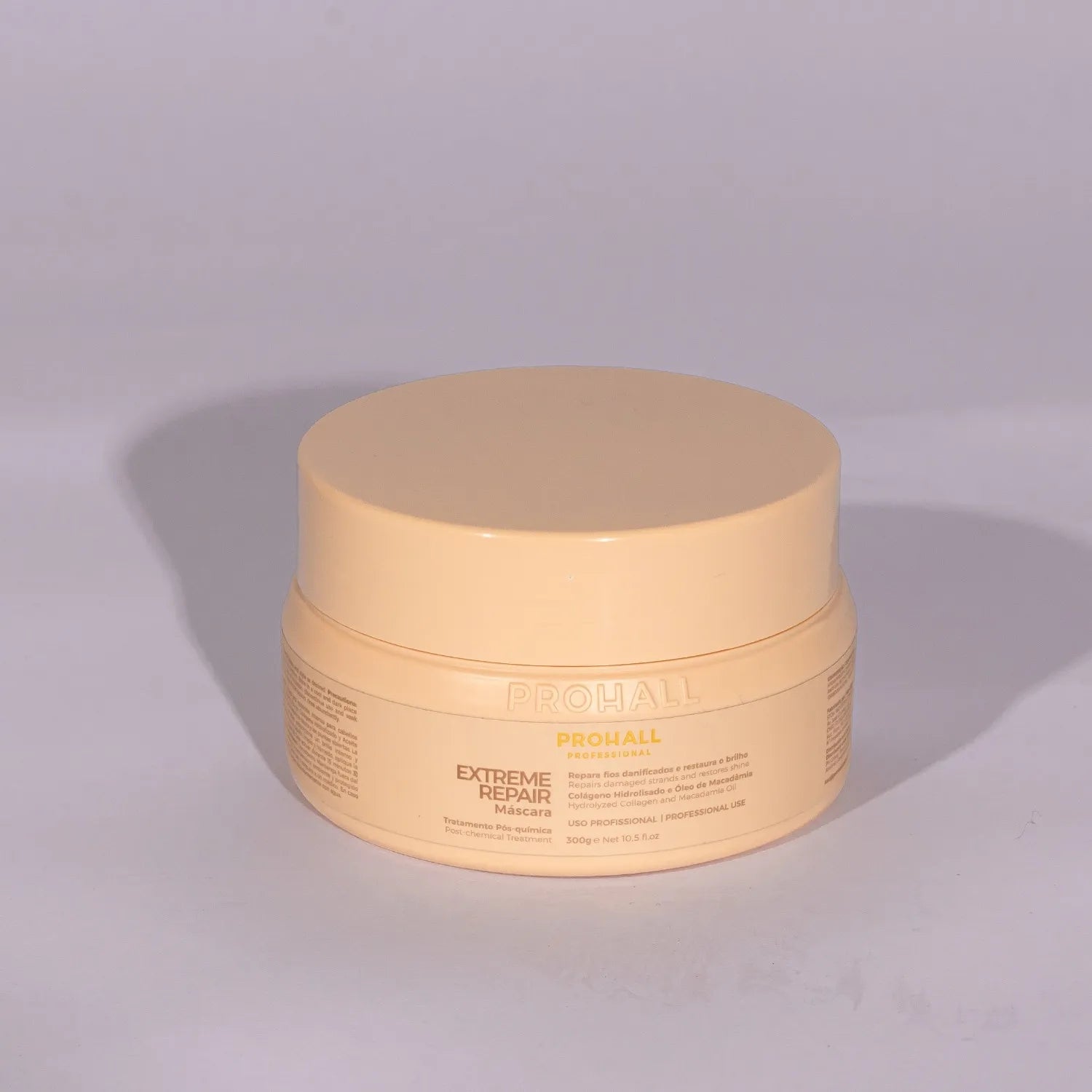 Beige jar with a label on a light gray background