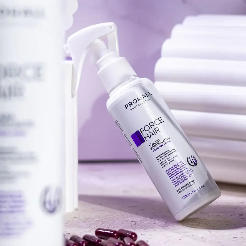 Force Hair product bottle with visible branding on a light background
