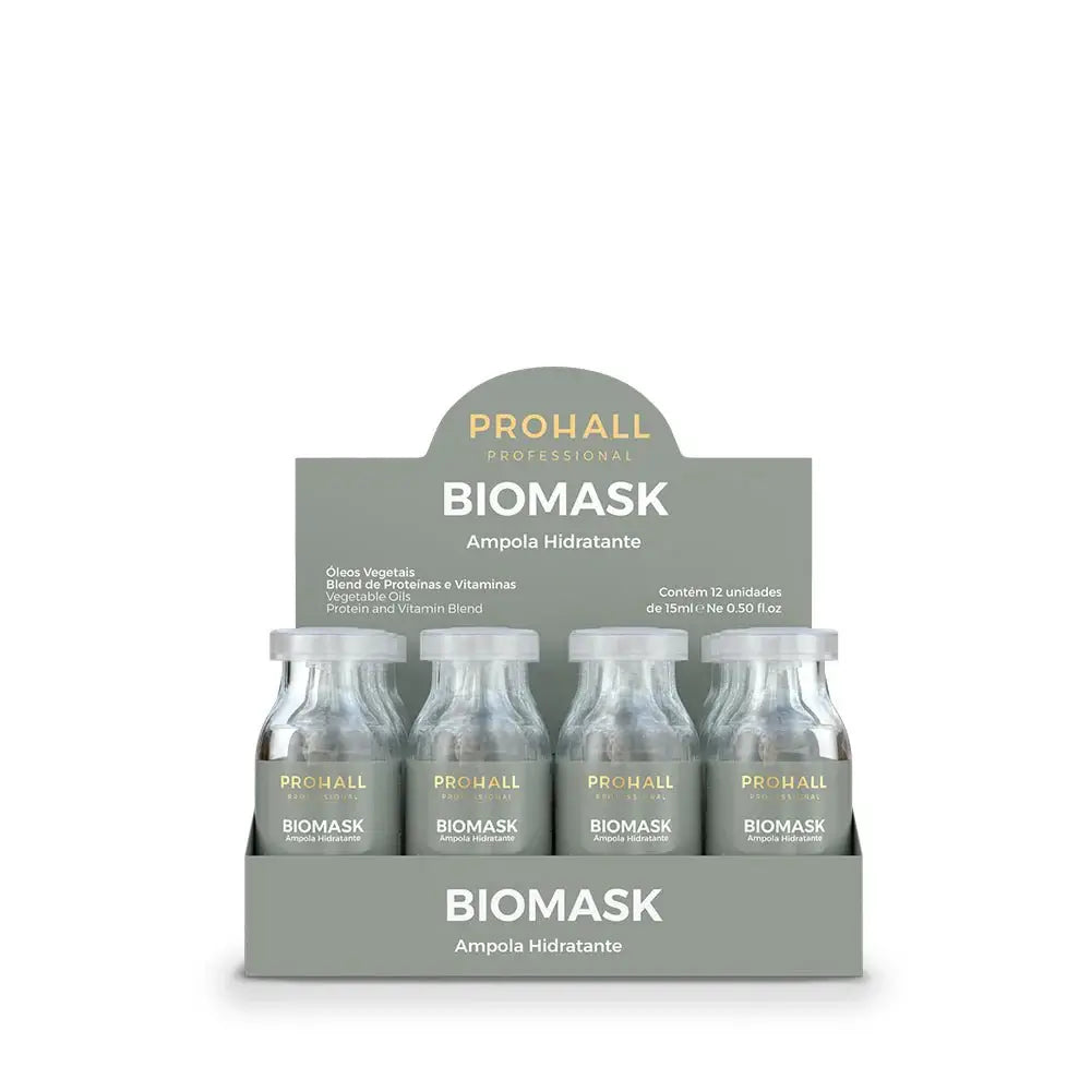 Packaging of Prohall Biomask with four bottles on a white background