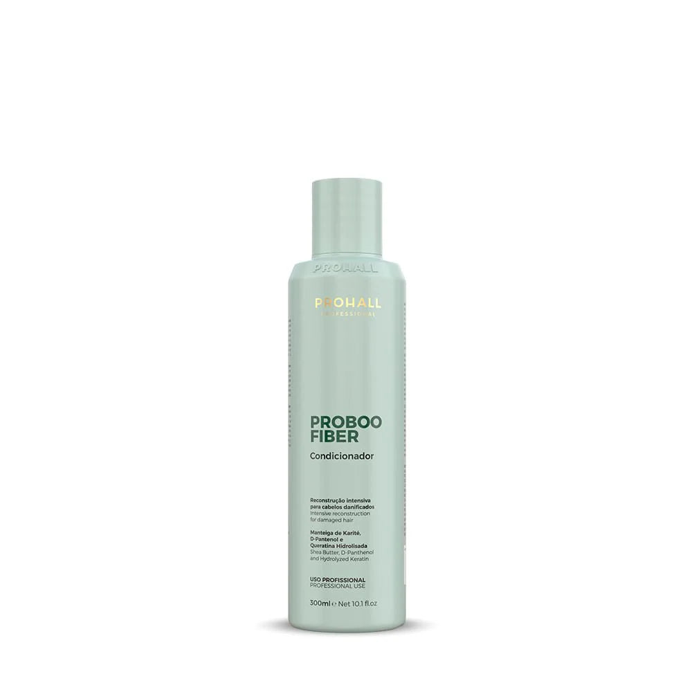 Proboo Fiber Conditioner bottle in a white background. Conditioner for damaged hair, product for hair reconstruction