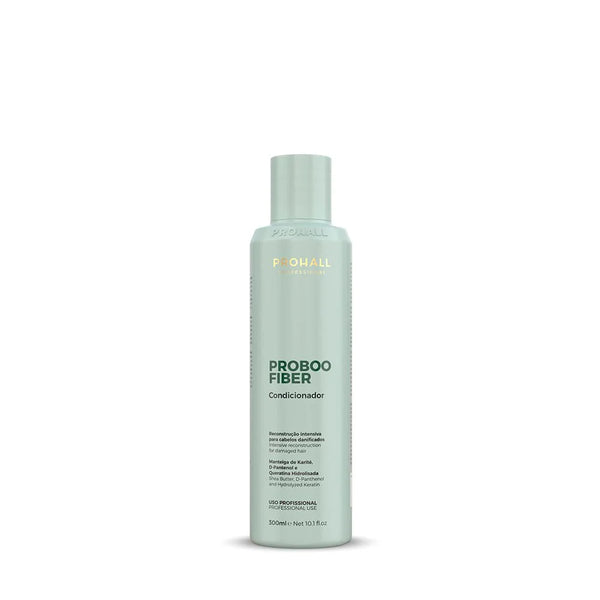 Proboo Fiber Conditioner bottle in a white background. Conditioner for damaged hair, product for hair reconstruction