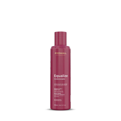 Maroon bottle of Prohall Equalize conditioner on a white background Neutralising and hair pH balancing conditioner