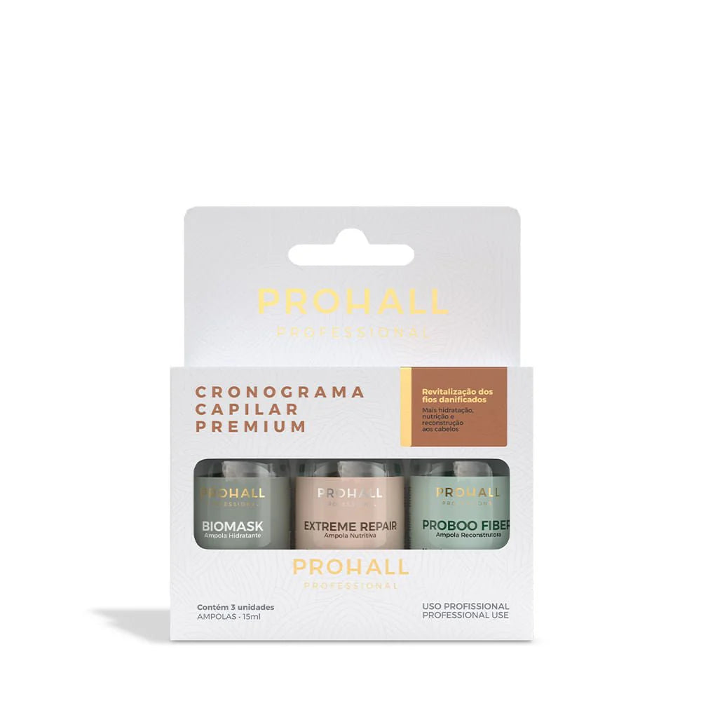 Prohall hair care product packaging on a white background