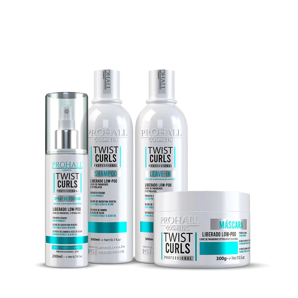 Set of ProHair Twist Curls hair care products on a white background perfect for curly hair bounce and definition