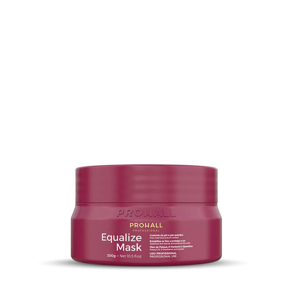 Red jar of ProAll Equalize Mask on a white background ph balancing mask reconstructive hydration for chemical balancing hair