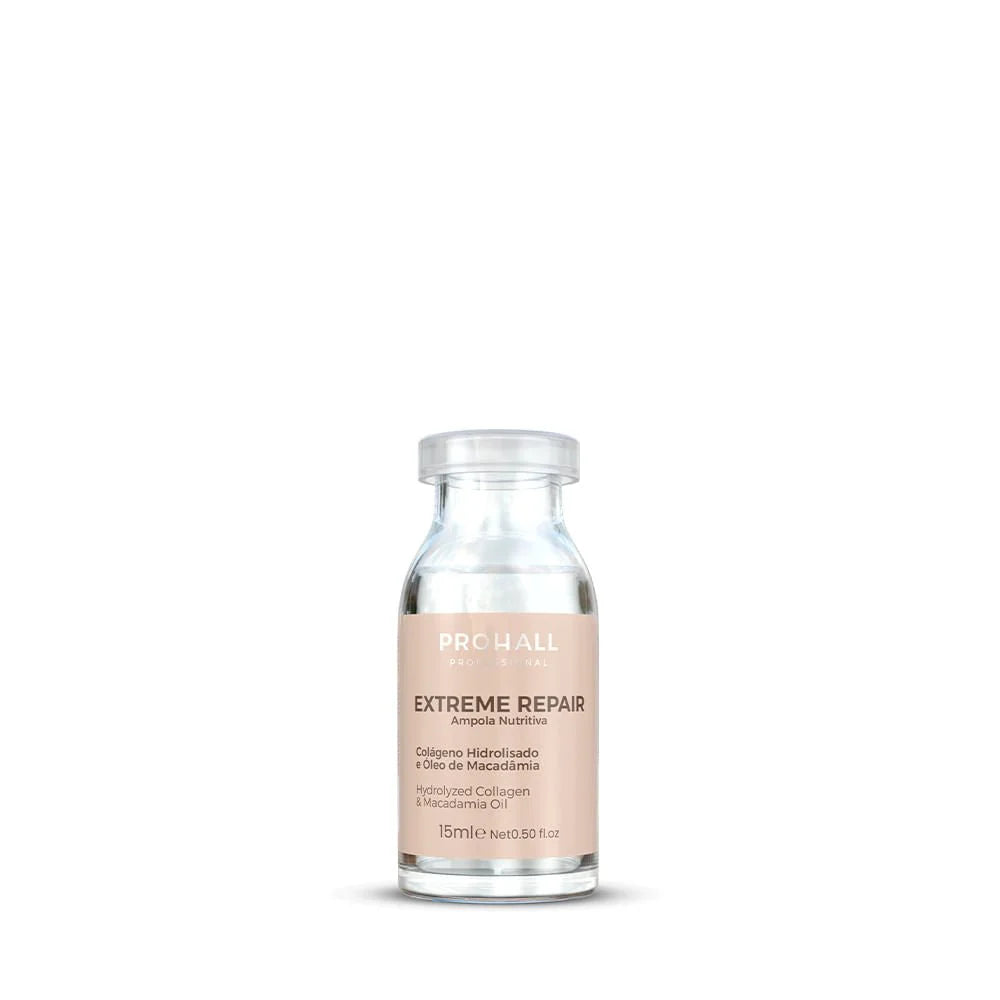 Bottle of ProHall Extreme Repair serum on a white background Prohall Professional Extreme Repair Ampoule 15ml