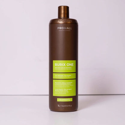 Brown bottle of ProHair Burix One on a white background