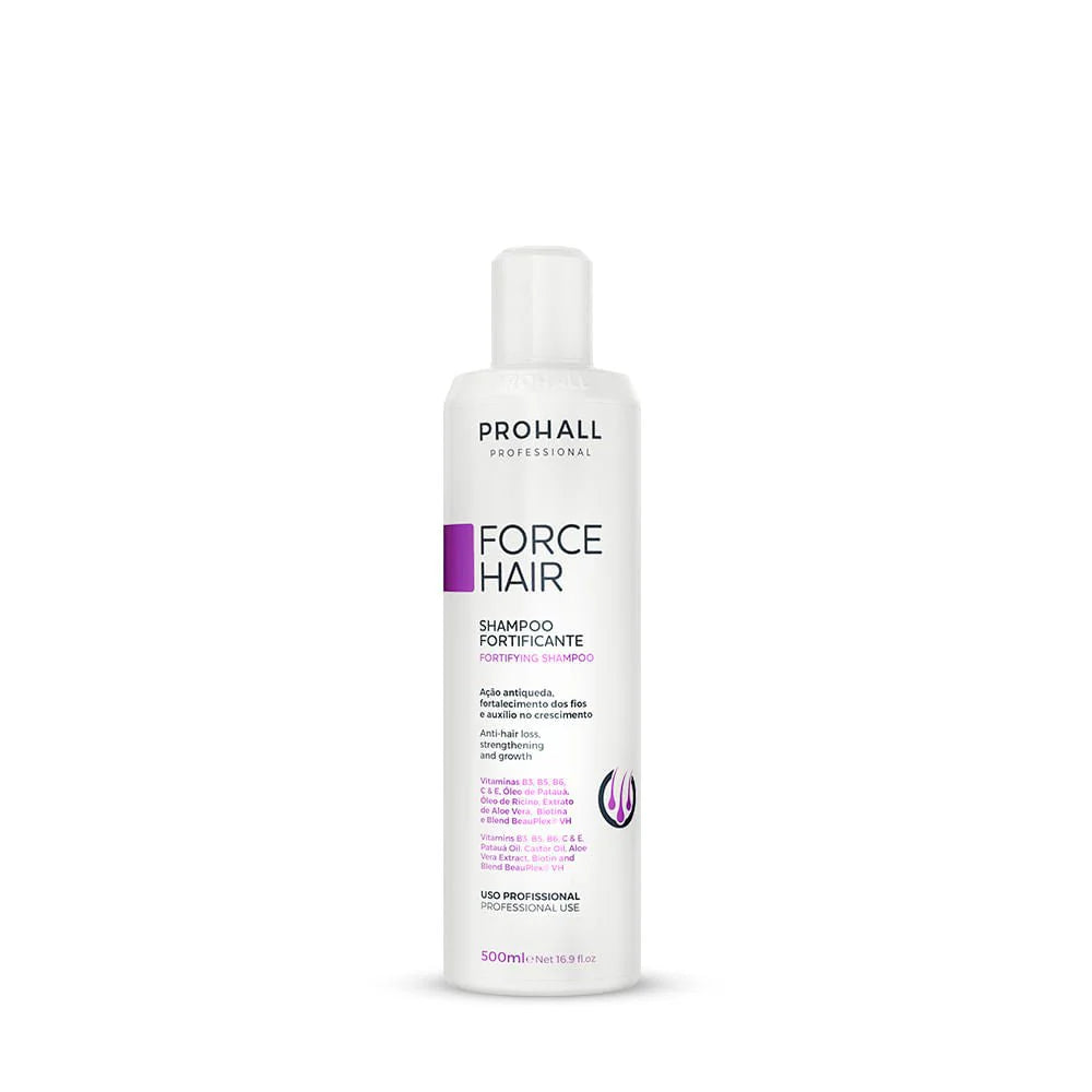 Prohall Force Hair shampoo bottle on a white background