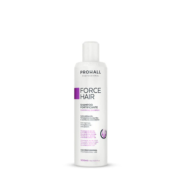 Prohall Force Hair shampoo bottle on a white background