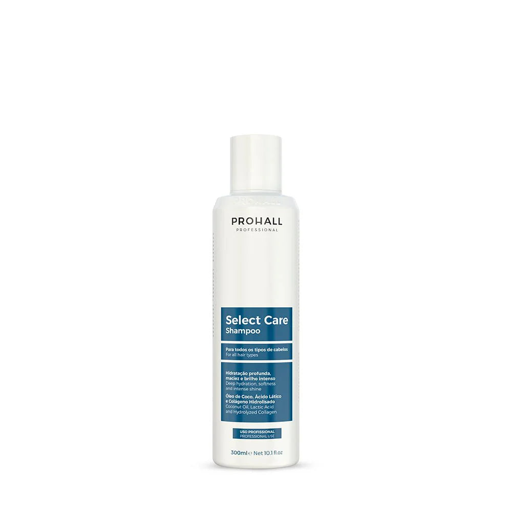 Prohall Select Care Shampoo bottle on a white background