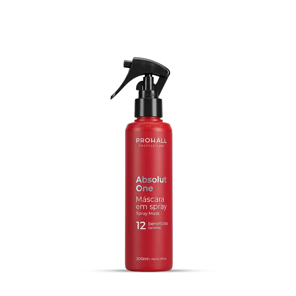 Red spray bottle with black nozzle on a white background