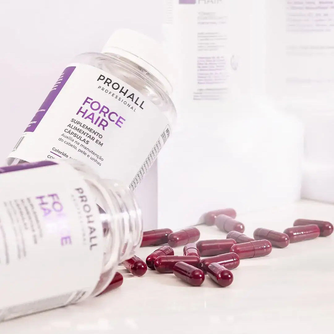 Force Hair supplement capsules with packaging on a white background